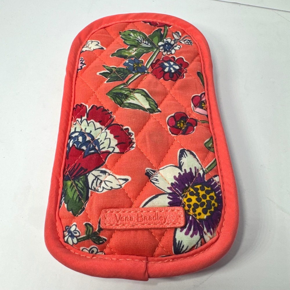 Vera Bradley Coral Floral Quilted 100% Cotton Eyeglass Case Padded Sleeve 2018